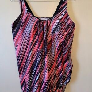 Chic Women's Striped Swim Blouse in Pink and Black